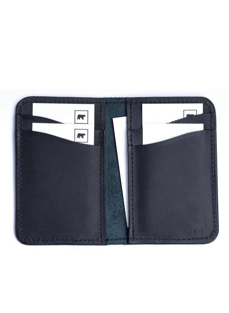 Odra Leather - Men's Vertical Real Leather Wallet - Model NO22 - Black - Image 1