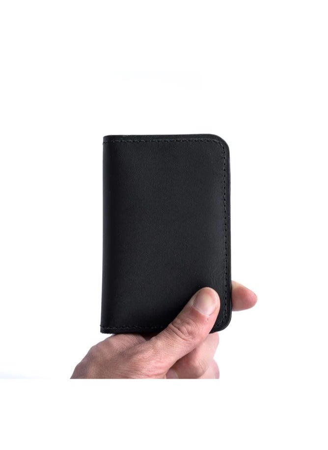 Odra Leather - Men's Vertical Real Leather Wallet - Model NO22 - Black - Image 1