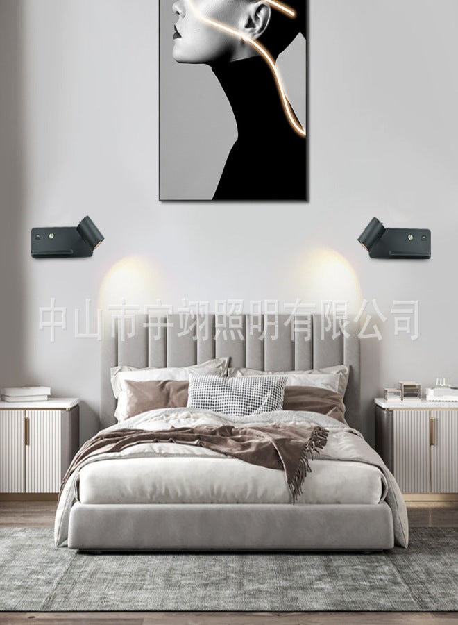 Wall lamp USB interface wireless mobile phone charging GU10 light bulb living room background wall lamp bedroom bedside lamp reading lamp Warm White White spotlight left - Image 3