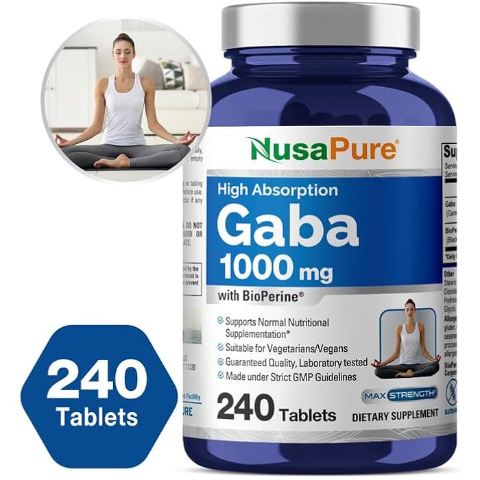 NusaPure نوسابور غابا - مناسب للنباتيين/النباتيين الصرف، غير معدل وراثيًا - 1000 ملغ - 240 قرص - Image 5