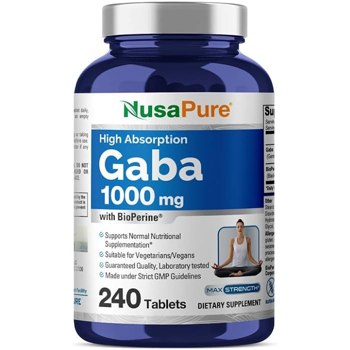 NusaPure نوسابور غابا - مناسب للنباتيين/النباتيين الصرف، غير معدل وراثيًا - 1000 ملغ - 240 قرص - Image 1