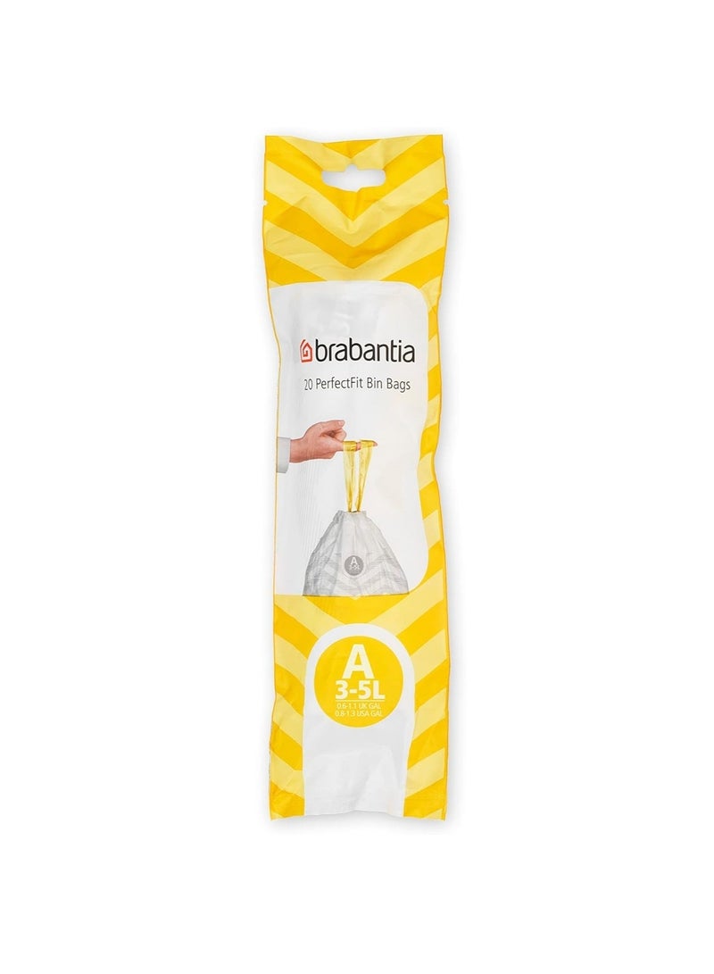 برابانتيا Brabantia PerfectFit أكياس نفايات مقاس A (3–5 لتر) – 40 كيس، أكياس قمامة بلاستيكية سميكة مع شريط إغلاق برباط، لون أبيض  إذا تحتاج وصف كامل لعرض كارفور أو أمازون بالعربي (العنوان + المميزات + الوصف)، أكتب لك جاهز للنشر. - Image 2