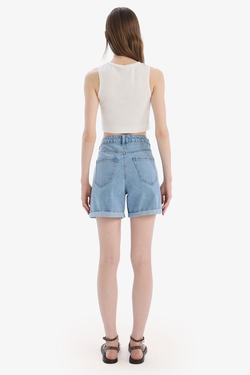 DeFacto BoyFriend Jean High waist Folded Leg Shorts - Image 2