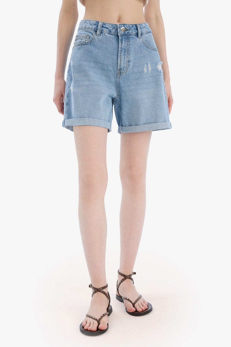 DeFacto BoyFriend Jean High waist Folded Leg Shorts - Image 1