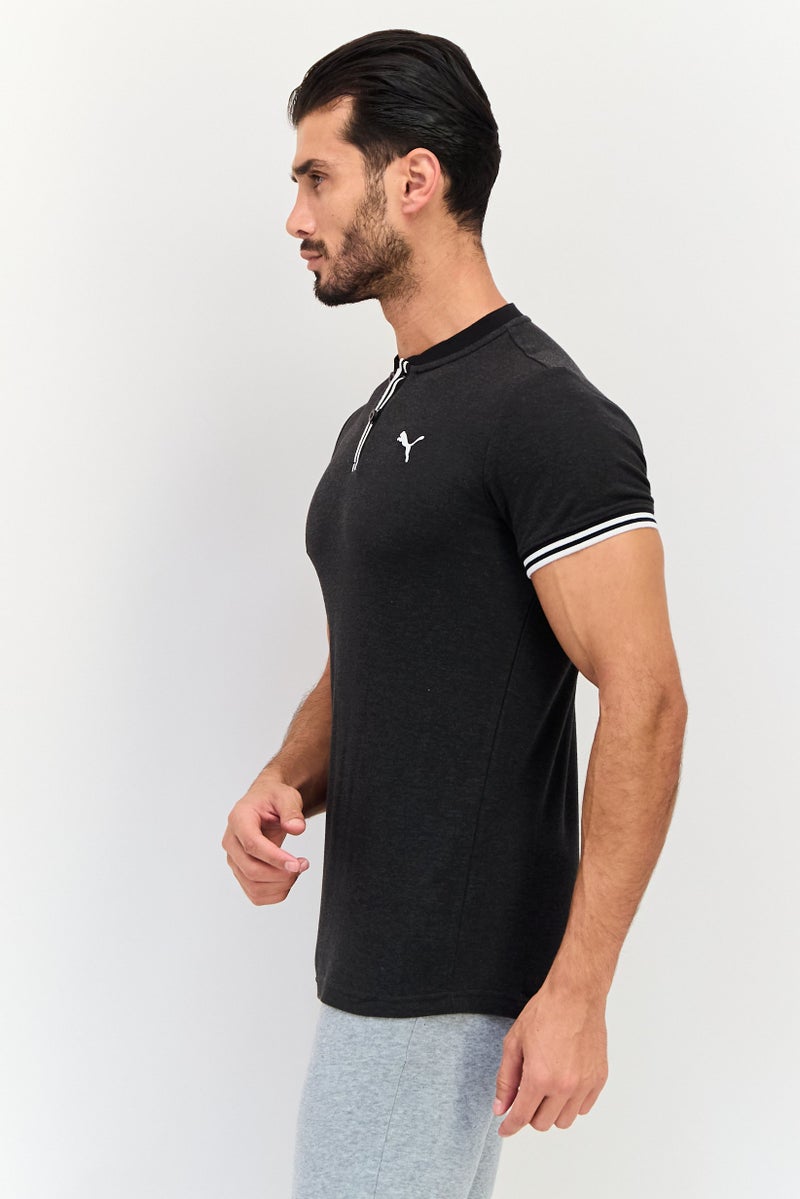 PUMA تي شيرت بولو رياضي للرجال بأكمام قصيرة، رمادي داكن - Image 2