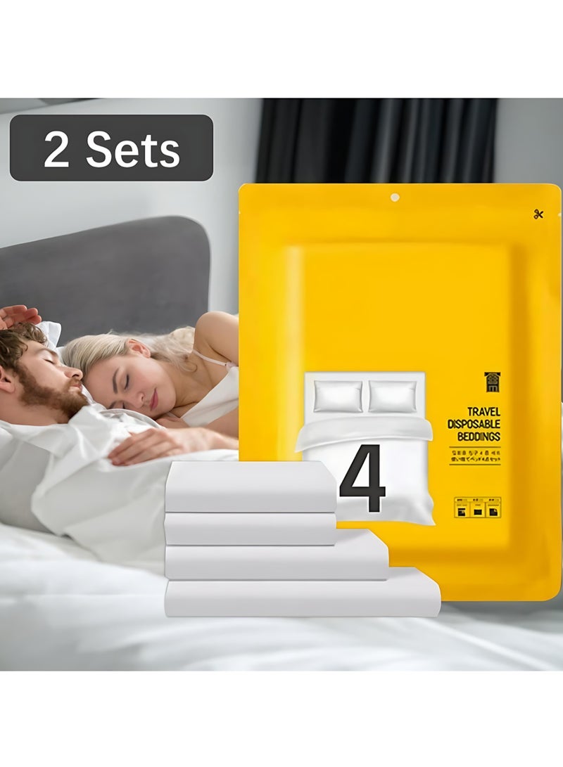2-Pack King Size Disposable Bedding Set for Travel – 240×240cm Hotel-Grade Sheet, Duvet Cover & Pillowcases – Extra Large, Clean, Lightweight & Skin-Friendly for Hotels, Business Trips & Camping  - Image 1