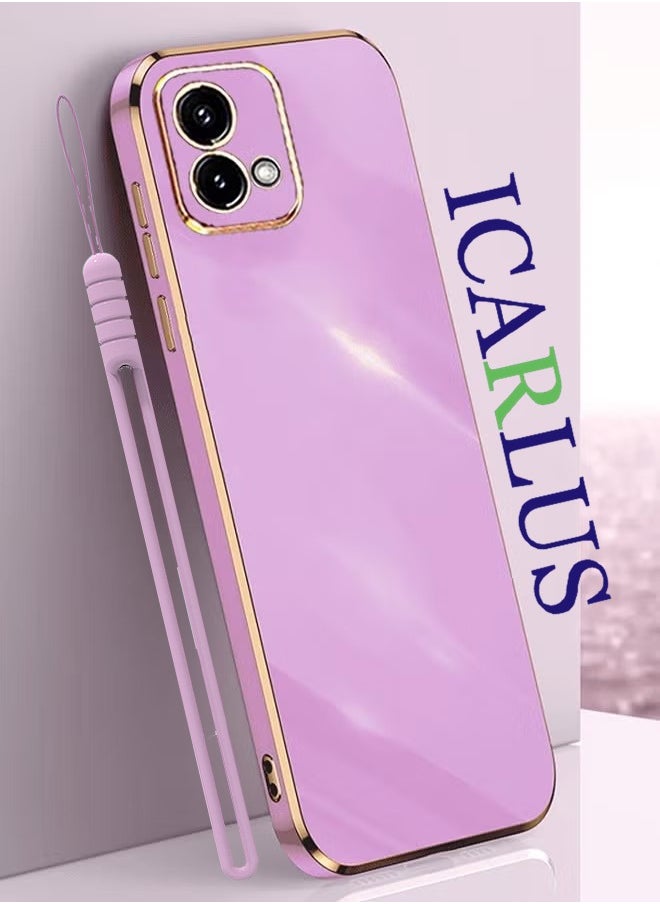 ICARLUS For Motorola Moto G84 5G Case Glossy Electroplating TPU Protective Cover Gold-Purple 