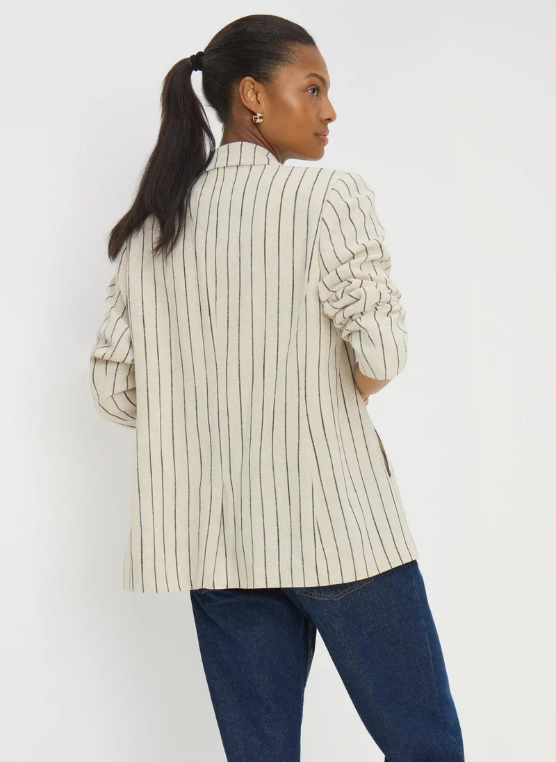 Matalan Cream Stripe Linen Blend Blazer