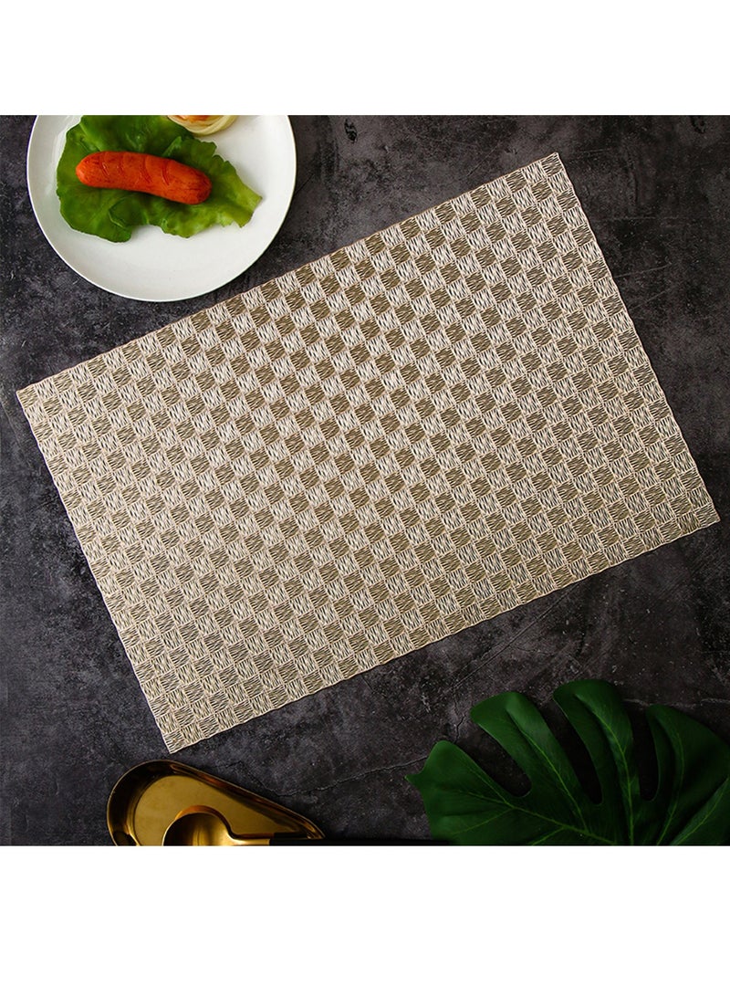 DB Innov. Placemats, 4 PCS Grid Pattern Rectangle Placemats, Washable PVC Placemats, Non-Slip Stain Heat Resistant Place Mats for Dining Table, Dimension 44.5*30CM. - Image 1