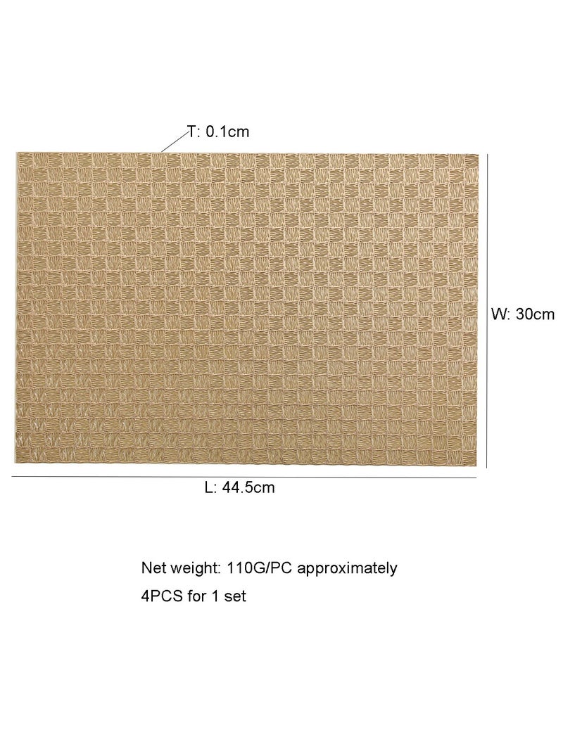 DB Innov. Placemats, 4 PCS Grid Pattern Rectangle Placemats, Washable PVC Placemats, Non-Slip Stain Heat Resistant Place Mats for Dining Table, Dimension 44.5*30CM. - Image 2