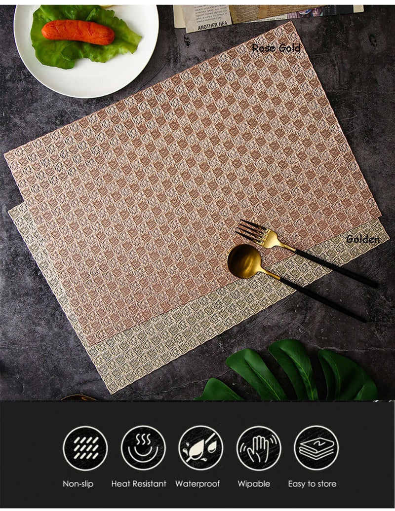 DB Innov. Placemats, 4 PCS Grid Pattern Rectangle Placemats, Washable PVC Placemats, Non-Slip Stain Heat Resistant Place Mats for Dining Table, Dimension 44.5*30CM. - Image 4