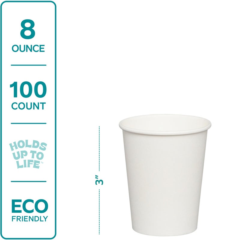 GUSTO [8 oz.- 100 Pack Paper Hot Cups, Coffee Cups - White (formerly Comfy Package) - Image 2