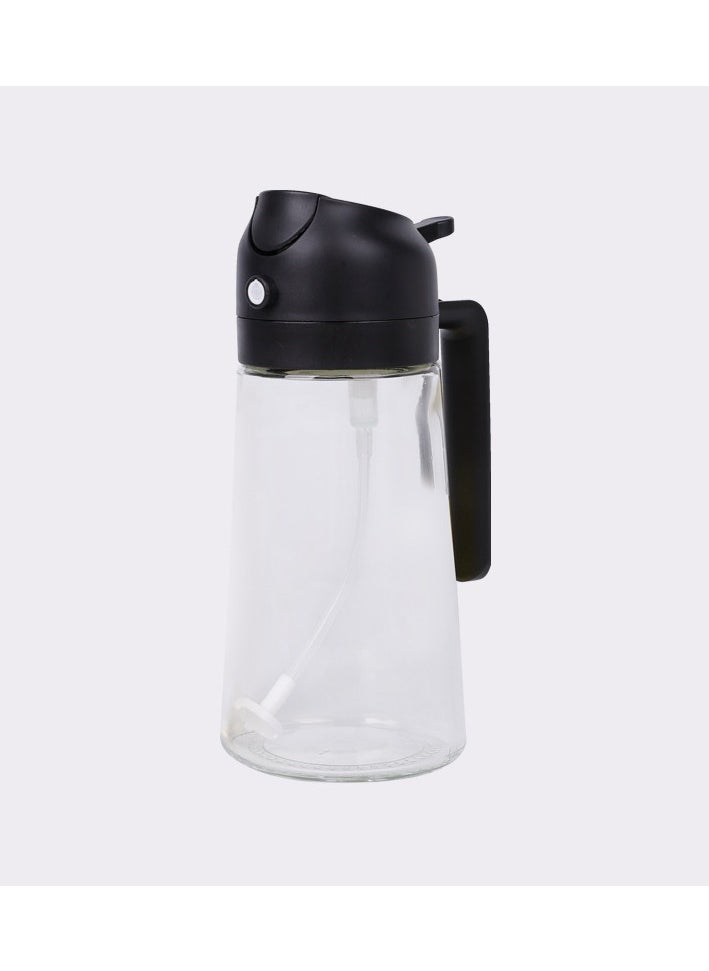 TARAFON - The 2-in-1 Oil Sprayer and Dispenser is a 470ml premium glass bottle designed for cooking, featuring a food-grade oil mister perfect for air fryers, salads, frying, and BBQ. This thickened glass oil bottle allows for easy spray and pour, making it ideal for any kitchen. - Image 1