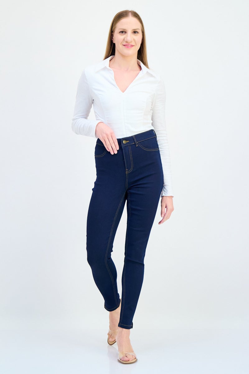VERO MODA I Scenery By Vero Moda Women Skinny Fit Solid Stretchable Jeans, Navy Blue  - Image 4