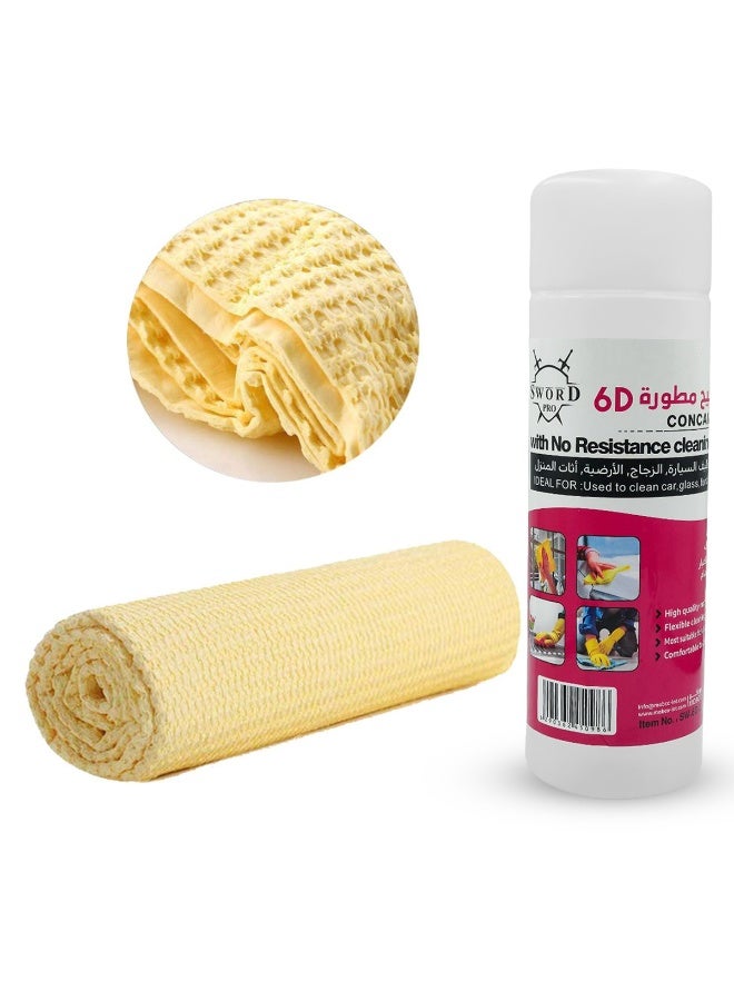 SWORD PRO 6D Concave Convex Cleaning Chamois 64x43cm PVA Car Drying Towel – Super Absorbent Waffle Weave Structure, Soft Scratch-Free Multipurpose Cloth for Car Wash, Glass, Furniture, Hair & Floor Cleaning, Durable Reusable Design with Storage Tube - Image 3