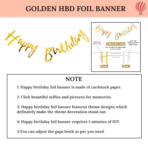 HK balloons Pack Of 44 Pcs Happy Birthday Banner Decoration Kit Set With Pink & Gold White Metallic Balloons & Foil Curtain - Image 3