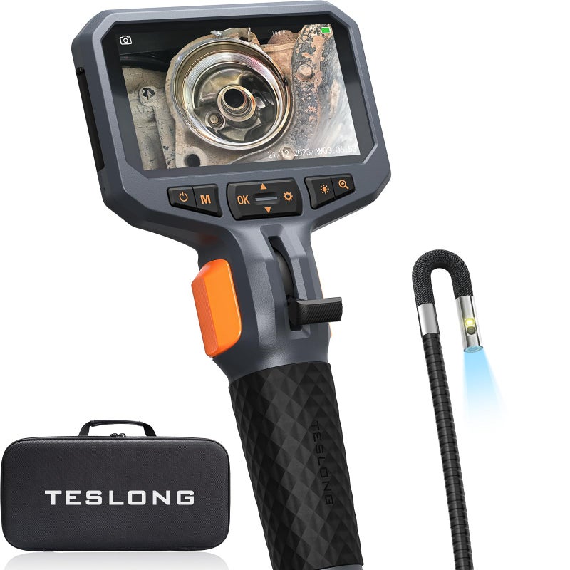 Teslong Articulating Borescope with Dual Lens Endoscope Camera Teslong TwoWay Articulated Industrial Inspection Camera with LED Light Flexible Mechanic Fiber Optic Snake Scope Cam for Wall Automotive5FT - Image 2
