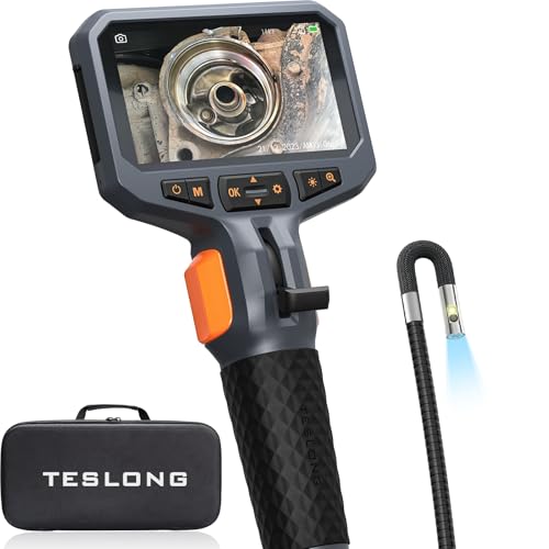 Teslong Articulating Borescope with Dual Lens Endoscope Camera Teslong TwoWay Articulated Industrial Inspection Camera with LED Light Flexible Mechanic Fiber Optic Snake Scope Cam for Wall Automotive5FT - Image 1