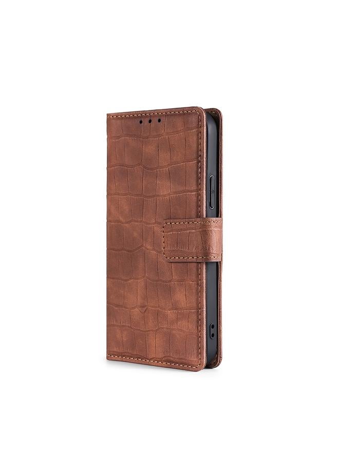 S-TOP Case For Honor X10 Skin Feel Crocodile Texture Magnetic Clasp PU Leather Phone Case - Image 2