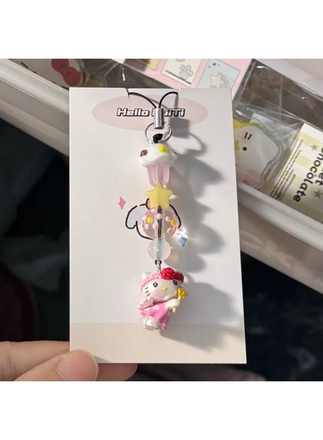 Sanrio Doll Pendant Country Edition Mobile Phone Chain All-match Mobile Phone Pendant Birthday Gift CCD Camera Small Lanyard-Specifications:Five-pointed Star Pink Skirt Small Pendant - Image 1