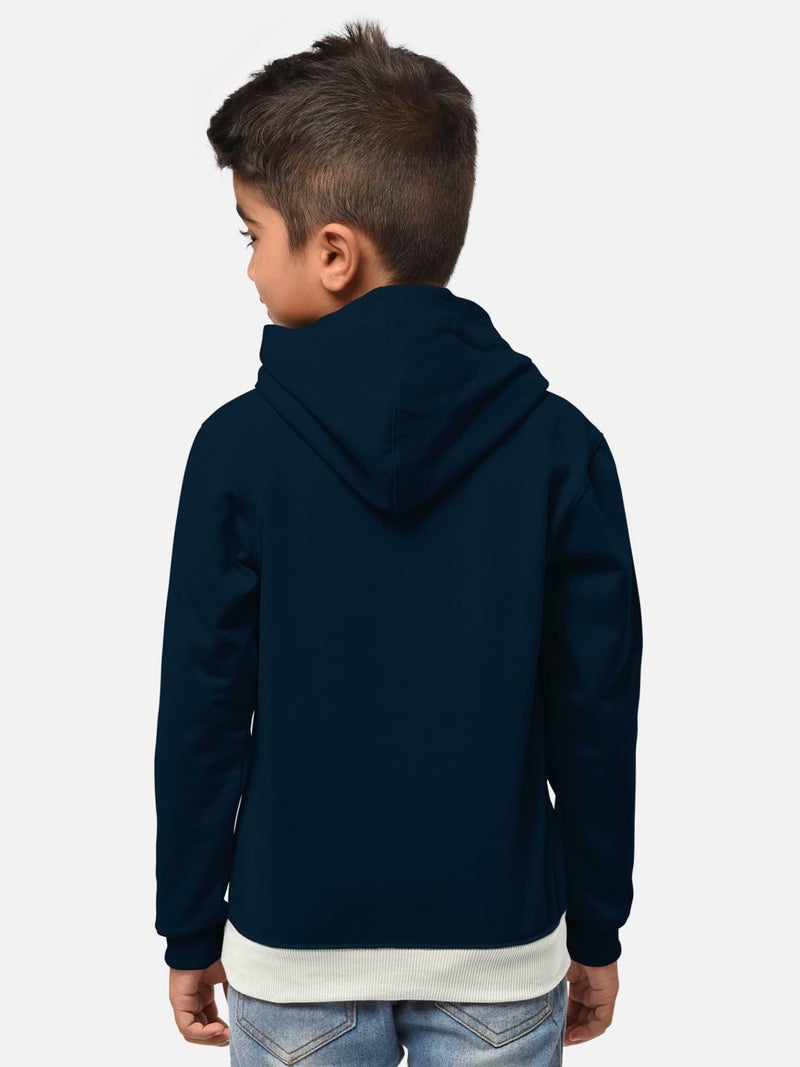 HELLCAT Printed Cotton Blend Full Sleeve Hoodie T-Shirt Jogger Trackpant Clothing Set for Boys Navy/Navy 5-6 Years - Image 4