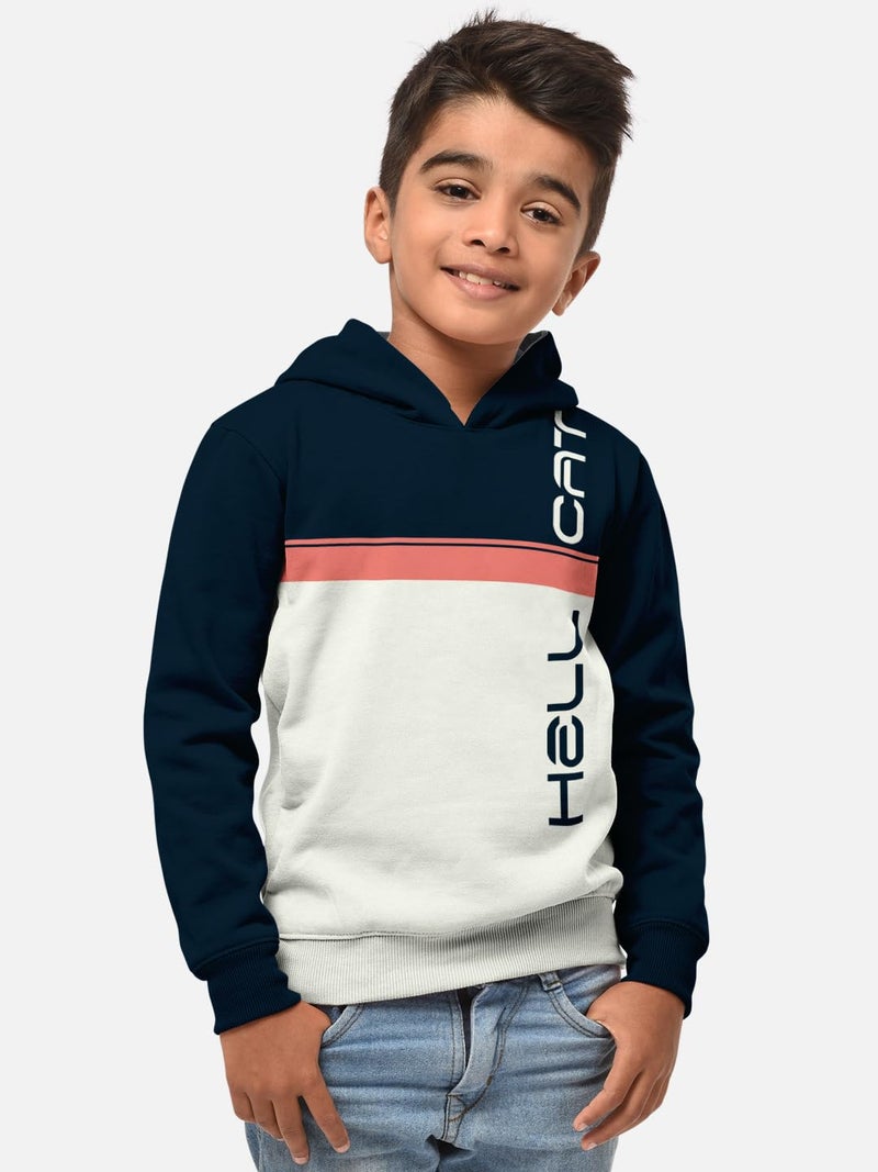 HELLCAT Printed Cotton Blend Full Sleeve Hoodie T-Shirt Jogger Trackpant Clothing Set for Boys Navy/Navy 5-6 Years - Image 3