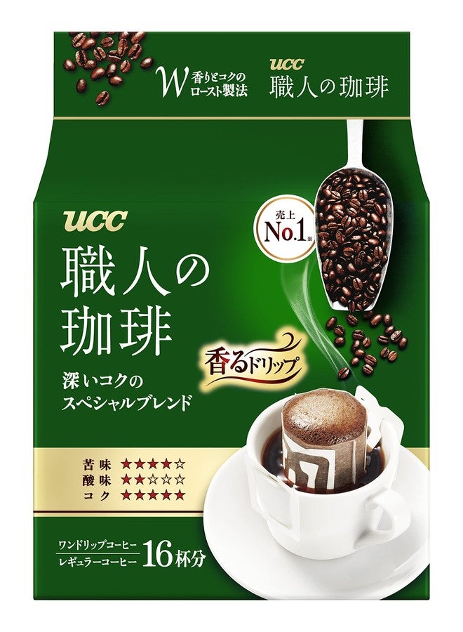 UCC Shokunin Coffee, Single Serve Japanese Style Pour Over Coffee, Imported from Japan, 16 individual bags, 0.25 Oz (7 g) per bag - Image 1