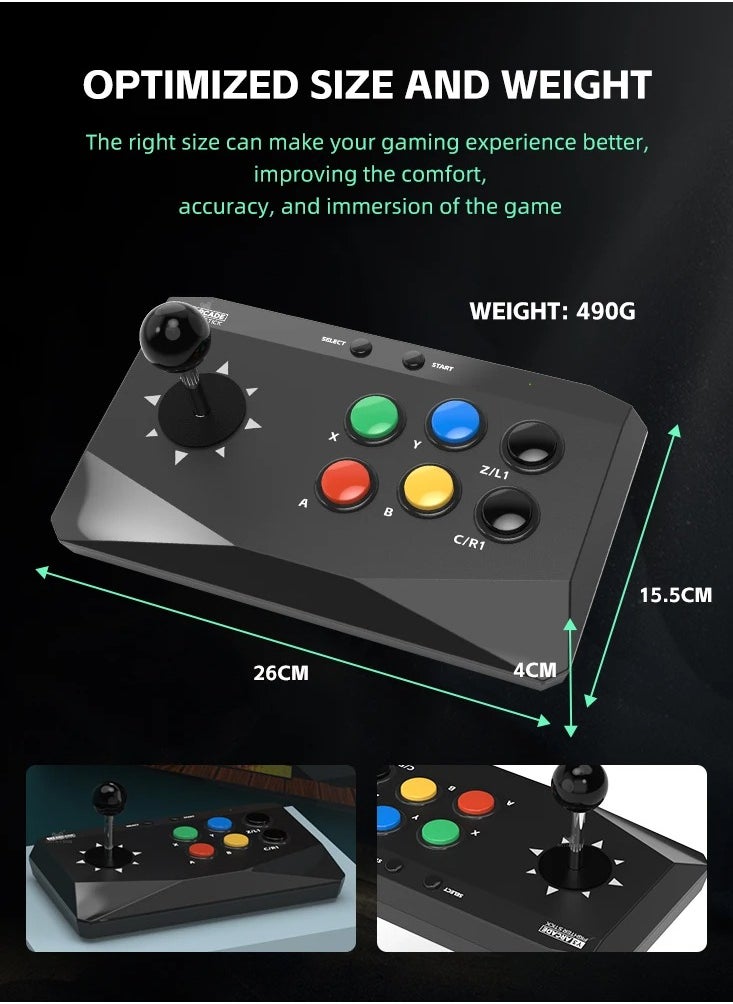 Arcade Fighter Stick, 2.4G Wireless Video Game Console Controller, Comfortable And Accurate Gaming Joystick, Compact Portable Game Arcade Keyboard For Pc Android Tv Box, (1pc)