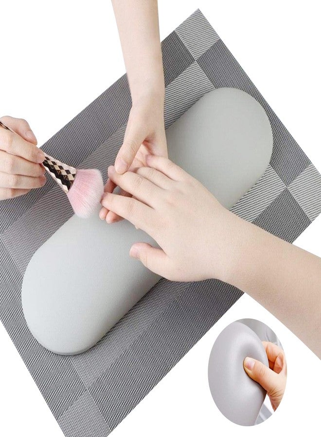 NAWAZJEE Nail Arm Rest Nail Art Tech Must Have Nail Tech Tool Manicure Hand Rest Pillow Cushion Hand Rest Sturdy Soft Leather Nail Pad For Salon Pedicure Manicure Hand Rest With Anti Slip Mat Grey No Stand - Image 1