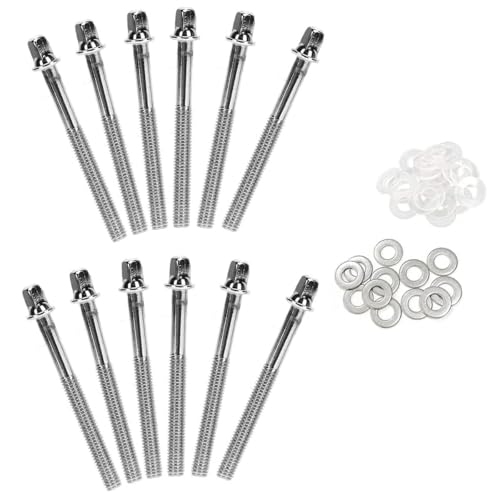 TUOREN Drum Set Hardware 12-Pack Stainless Steel Drum Tight Screw Tension Rods for Percussion Instrument Parts (M5 x60mm) - Image 1