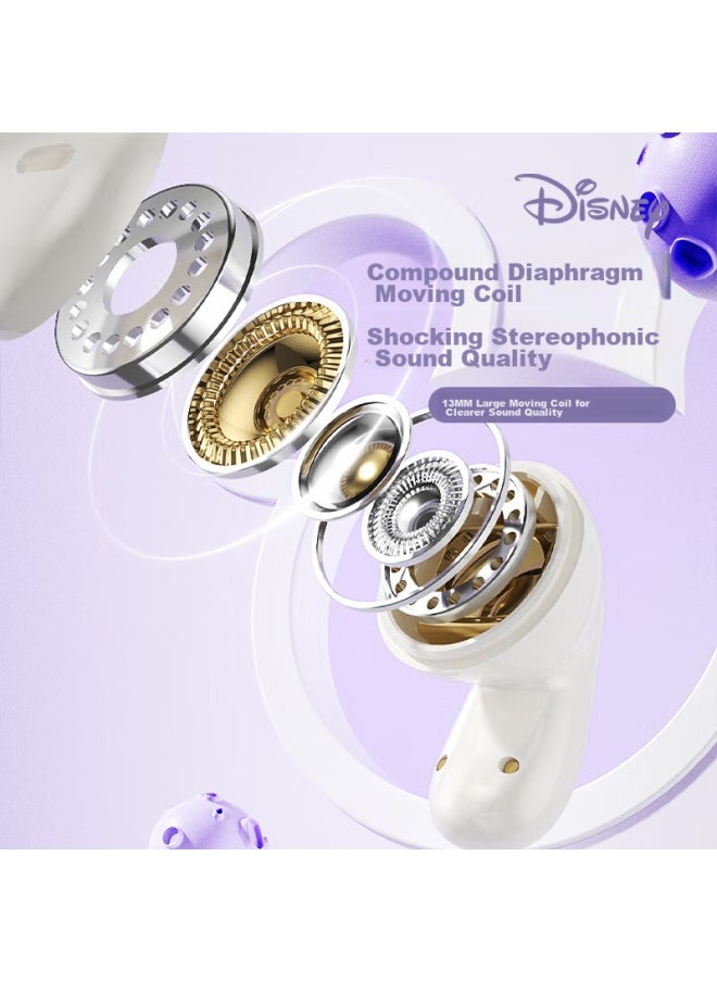 Disney Wireless Bluetooth Headphones, Long Battery Life, Stylish Creative Design For Women, Desktop Decoration, Birthday Gift, Suitable For Xiaomi, Apple, Huawei Mate70, Yc-01 Minnie Purple