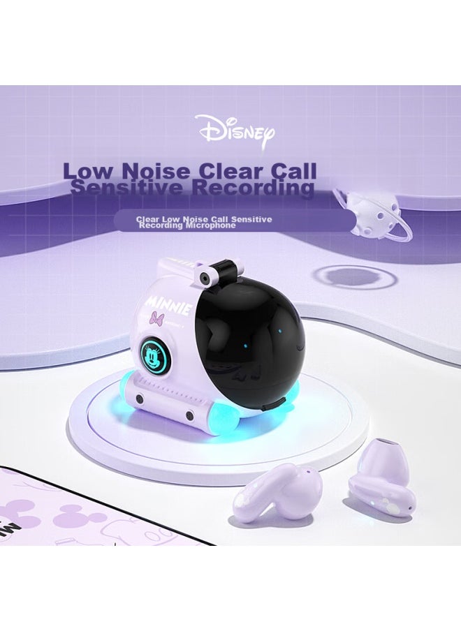 Disney Wireless Bluetooth Headphones, Long Battery Life, Stylish Creative Design For Women, Desktop Decoration, Birthday Gift, Suitable For Xiaomi, Apple, Huawei Mate70, Yc-01 Minnie Purple