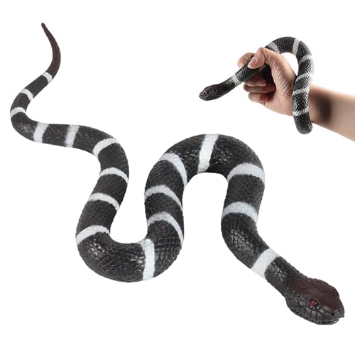 Hsxfl Realistic Fake Snakes Toy Soft Rubber Snake Realistic Keep Birds and Squirrels Away Coral Snake Toys for Garden Gift April Fools Day Party Favors or Halloween Decoration Props - Image 1