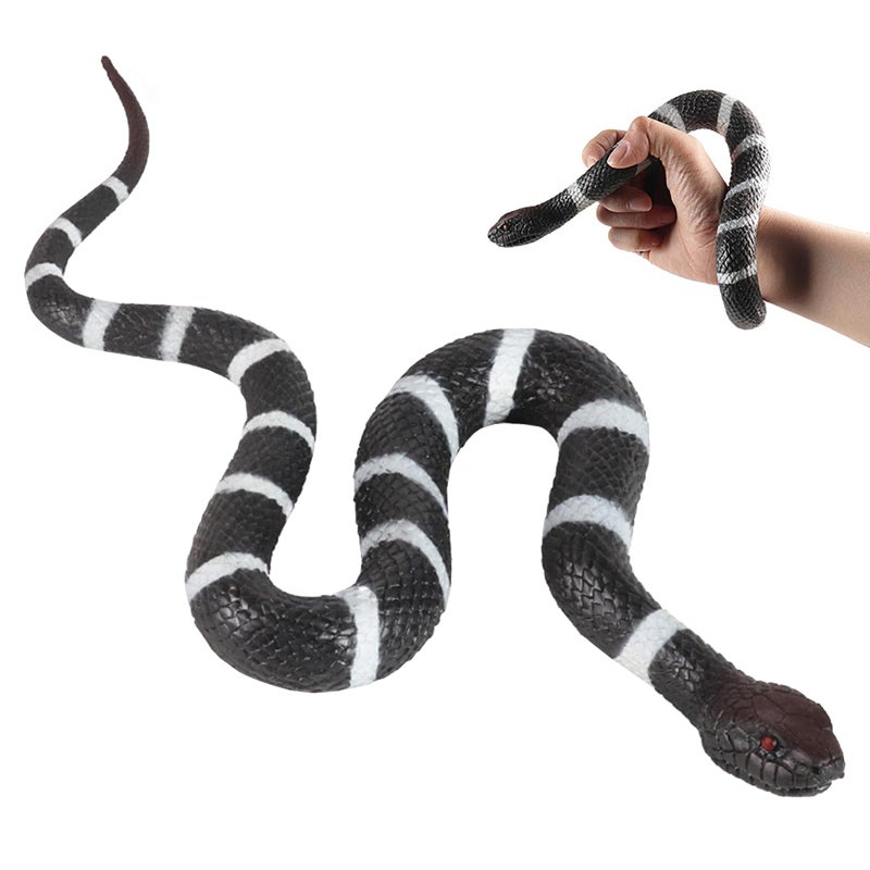Hsxfl Realistic Fake Snakes Toy Soft Rubber Snake Realistic Keep Birds and Squirrels Away Coral Snake Toys for Garden Gift April Fools Day Party Favors or Halloween Decoration Props - Image 3