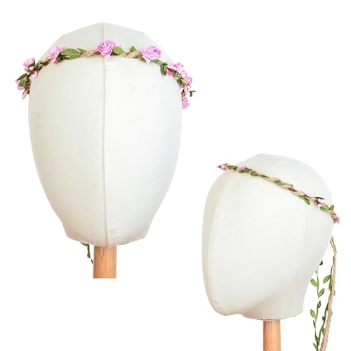 DDazzling Flower Crown Floral Wreath Headband Floral Garland Headbands Photo Props,Rose Flower Crown Kit, 3 Piece (Pink) - Image 5