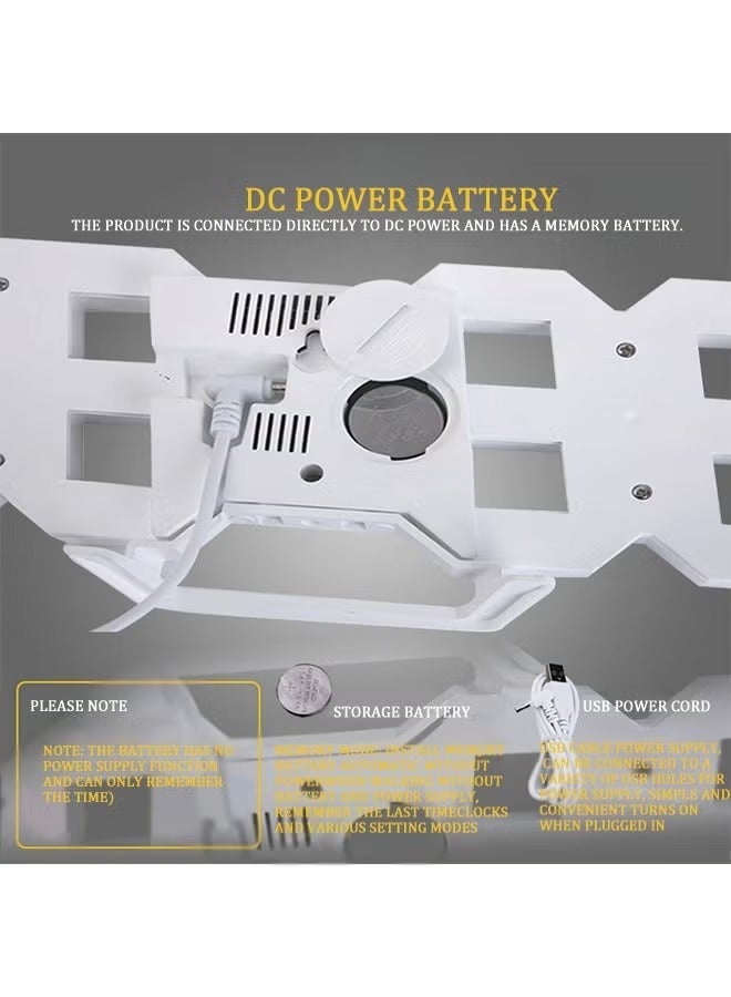 3D LED Digital Alarm Clock Wall Clock, Multifunctional Desk Clock, Electronic Clocks, Snooze Model, Temperature, Night Light Auto/Custom Brightness, 12H/24H Time Display, White, 24x9.4 cm - Image 5