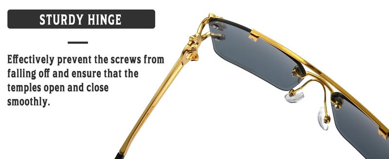 Dark Wost Rimless Non-Polarized Sunglasses For Men & Women Shades Tinted Lens Metal Frameless Rectangle Sunglass UV400 Protection (Gold Frame Tea, Free Size) - Image 5