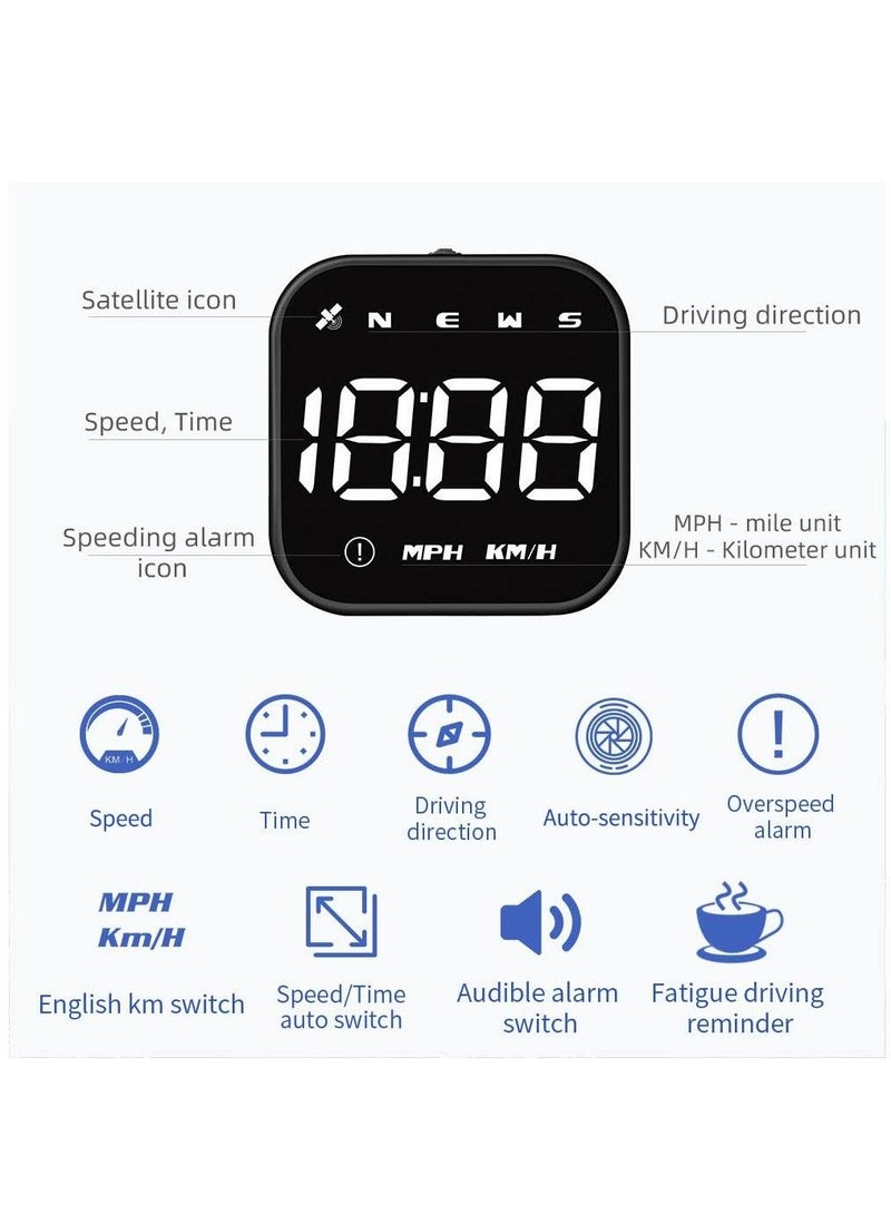 HUD Digital GPS Speedometer, New HUD Car Head Up Display with Digital Speed in MPH KPH Universal Fatigue Driving Reminder Overspeed Alarm Trip Meter for All Vehicle White - Image 3
