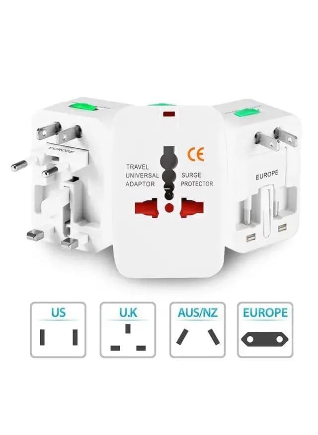 LATESHOP LATESHOP Worldwide Travel USB Adapter with Build in Charger Dual USB Ports with 100V 6A 240V Electrical Protected Plug Compatible with Mobile Laptop Cameras etc White  - Image 3