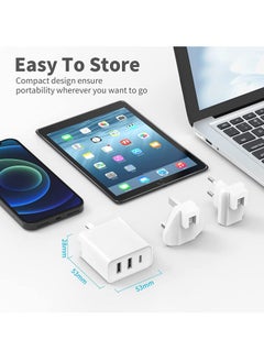 Generic Travel Adapter UK to EU US Plug Adaptor 42W USB C Fast Charger Universal 3-Ports Worldwide Multiport Wall Adapter for iPhone iPad Android Samsung  - Image 3
