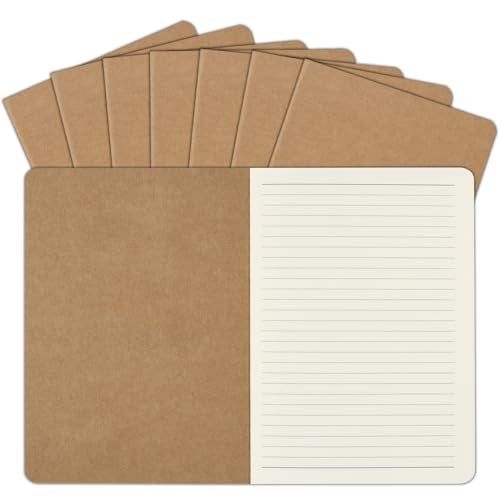 ZCZN 8 Pack A5 Kraft Notebooks Bulk, 8.15x5.5 Inches Lined Paper Journaling Notebooks, Notebooks for Work, Composition Notebooks for School, Journal Notebooks for Office, 60 Pages - Image 1