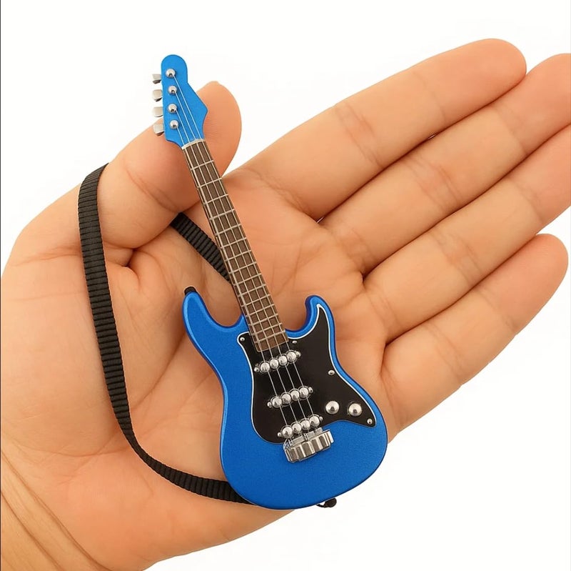 Lynkaye Miniature Guitar Model with Detachable Strap Decorative Plastic Model 4 Color Options Blue - Image 3