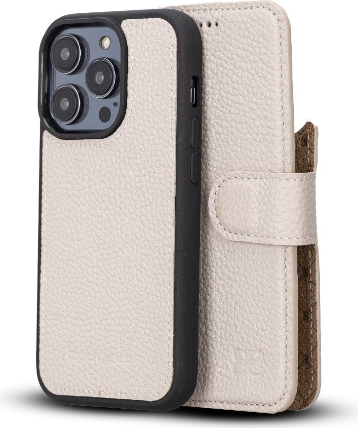 Apple iPhone 14 Pro Compatible Leather Wallet Case Mwwn Erc3 Beige