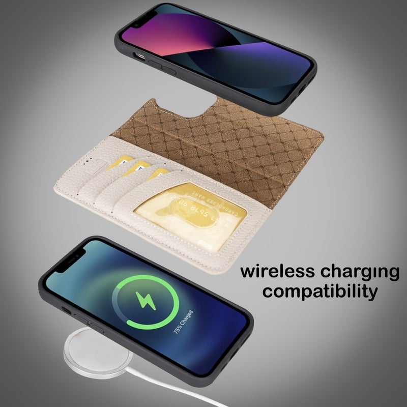 Apple iPhone 14 Pro Compatible Leather Wallet Case Mwwn Erc3 Beige