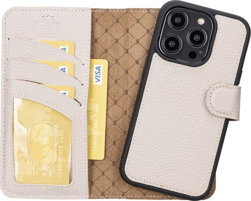 Apple iPhone 14 Pro Compatible Leather Wallet Case Mwwn Erc3 Beige