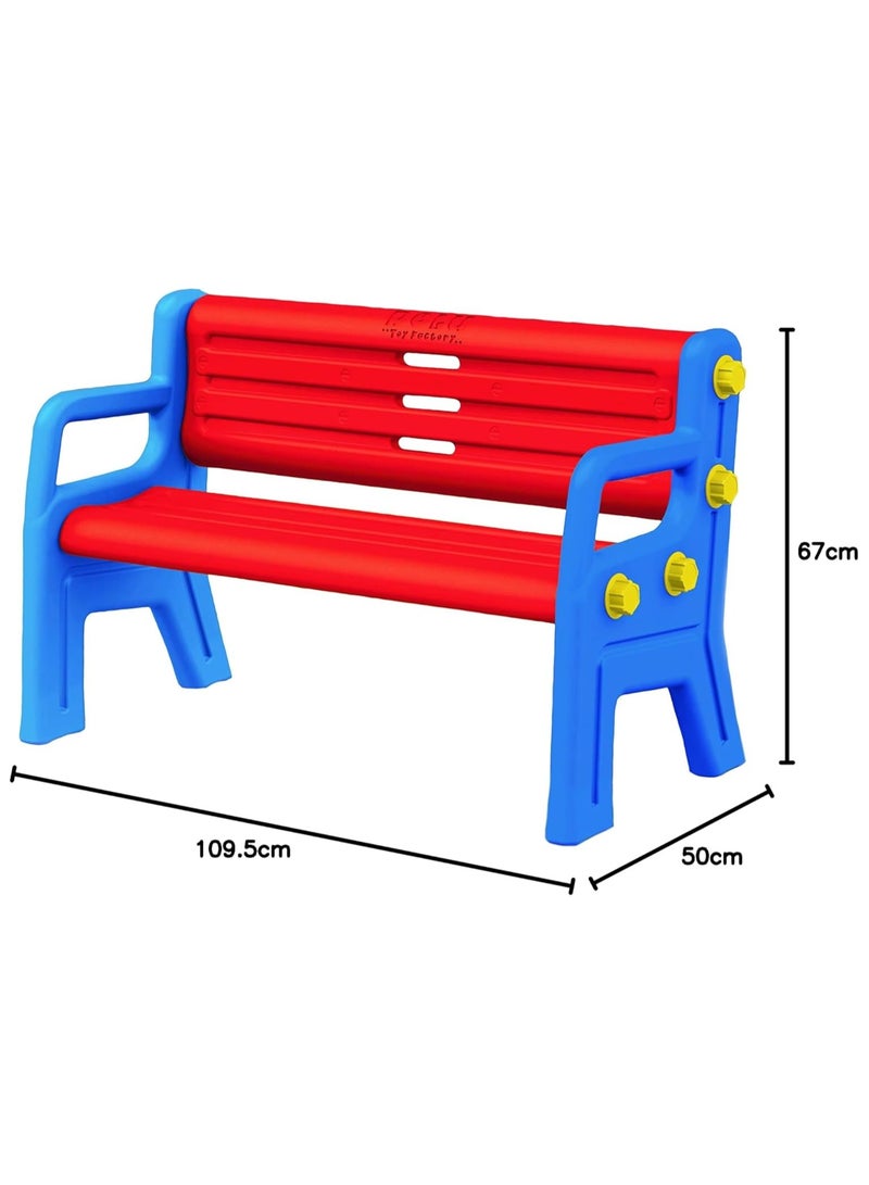 Outdoor Play Bench for Kids, Made from Weather-Resistant Materials, Perfect for Gardens and Outdoor Spaces - ( Red & Blue )  - Image 4