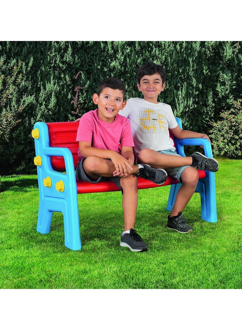 Outdoor Play Bench for Kids, Made from Weather-Resistant Materials, Perfect for Gardens and Outdoor Spaces - ( Red & Blue )  - Image 3