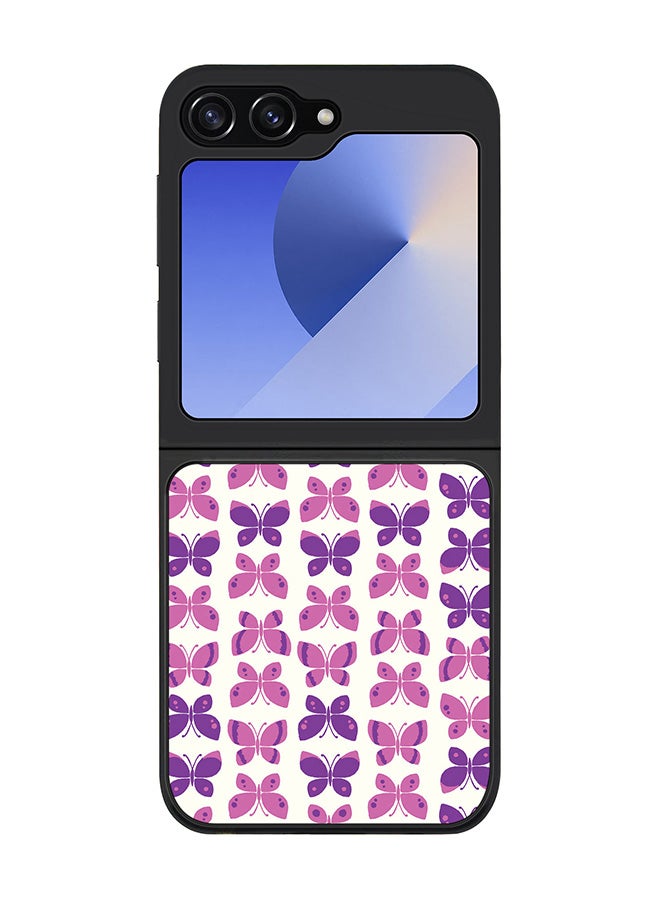 Stylizedd Rugged Black edge case for Samsung Galaxy Z Flip7 FE, Slim fit Soft Case Flexible Rubber Edges Anti Drop TPU Gel Thin Cover -  Sweet Butterfly - Image 1