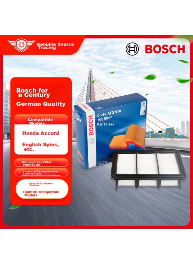 Bosch Oil-based Air Filter Element, Air Cleaner, Air Filter 3518, Compatible With Honda's 10th Generation Accord Inspire - Image 1