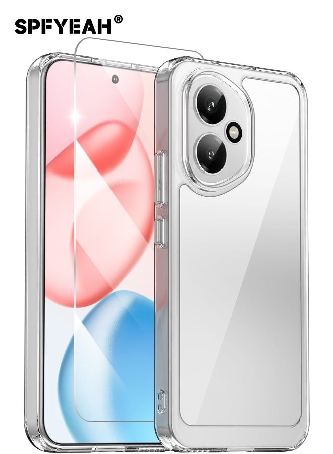 SPFYEAH [2-in-1] Honor 400 Case with HD Tempered Glass Screen Protector, [Anti Drop][Anti Scratch][Anti Slip][Anti Fingerprint] Clear Acrylic Hard Case Cover for Honor 400 5G 6.55 inch, Clear - Image 1